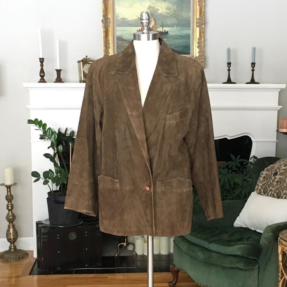 Vintage 80s Suede Blazer, Italian Leather Jacket, Alex Altoviti, Women's 8 10 12